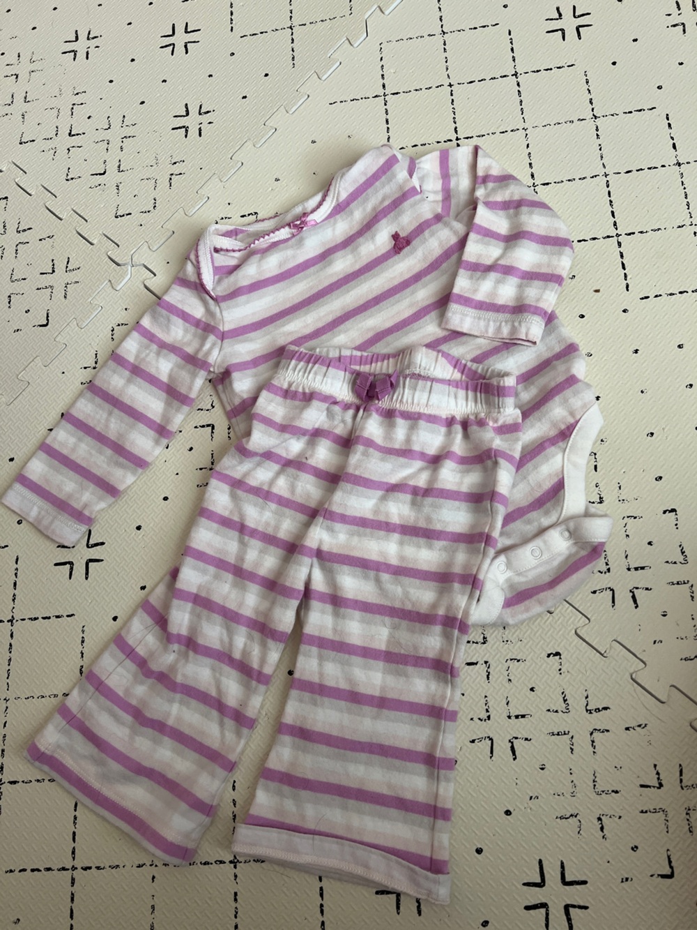 gap purple striped matching set 12 month nwot